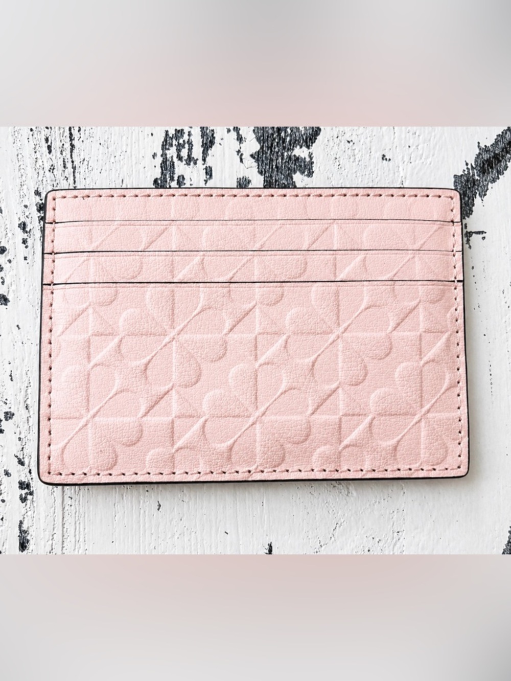 kate spade Pale Pink Quilted Card Case with Gold Logo - Picture 2 of 3